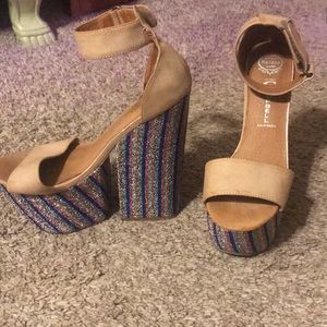 Platform striped Jeffrey Campbell heels